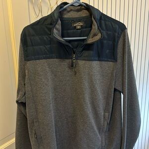 Eddie Bauer navy mesh and grey quarter zip